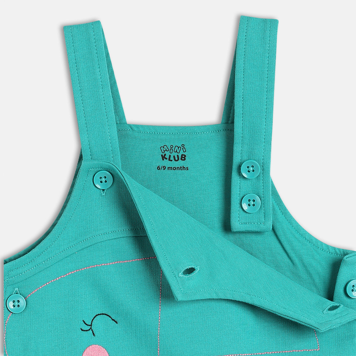 Girls White/Green Dungaree Set