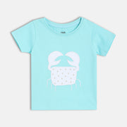 Baby Girls Crab Applique Knit Top , Aqua