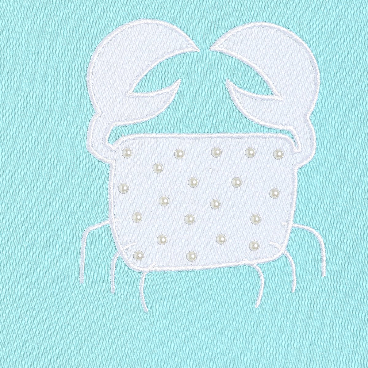 Baby Girls Crab Applique Knit Top , Aqua