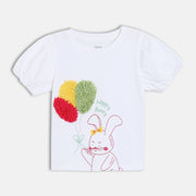 Baby Girls Bunny Print T-Shirt, White