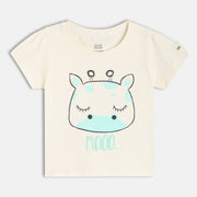 Girls White Short Sleeve Knit Top