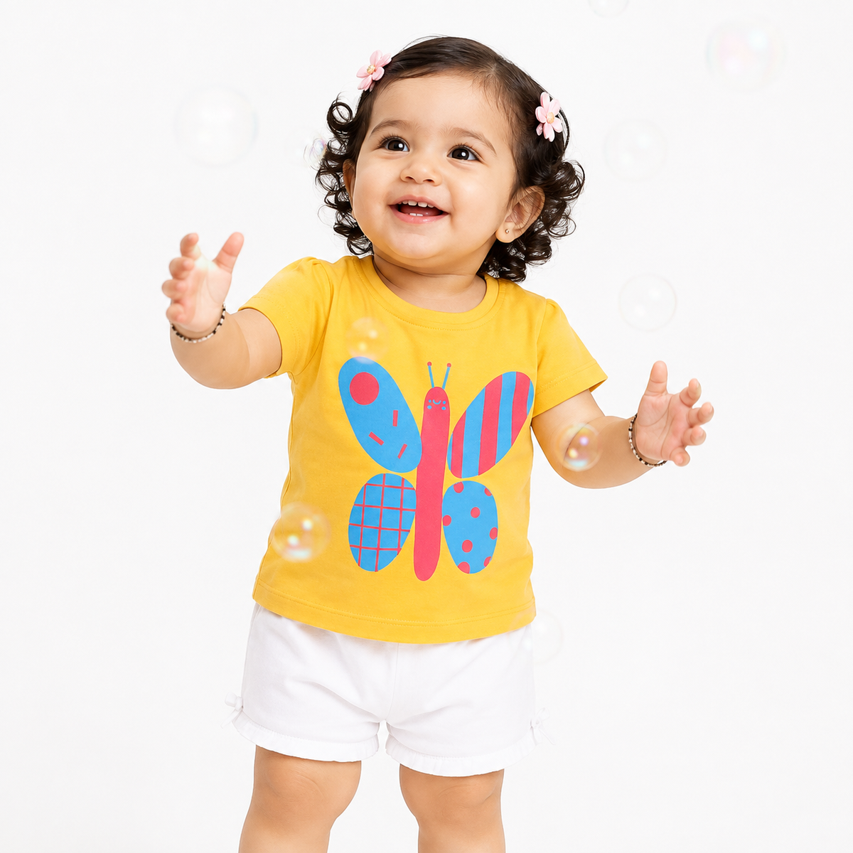 Girls Yellow Short Sleeve Knit Top