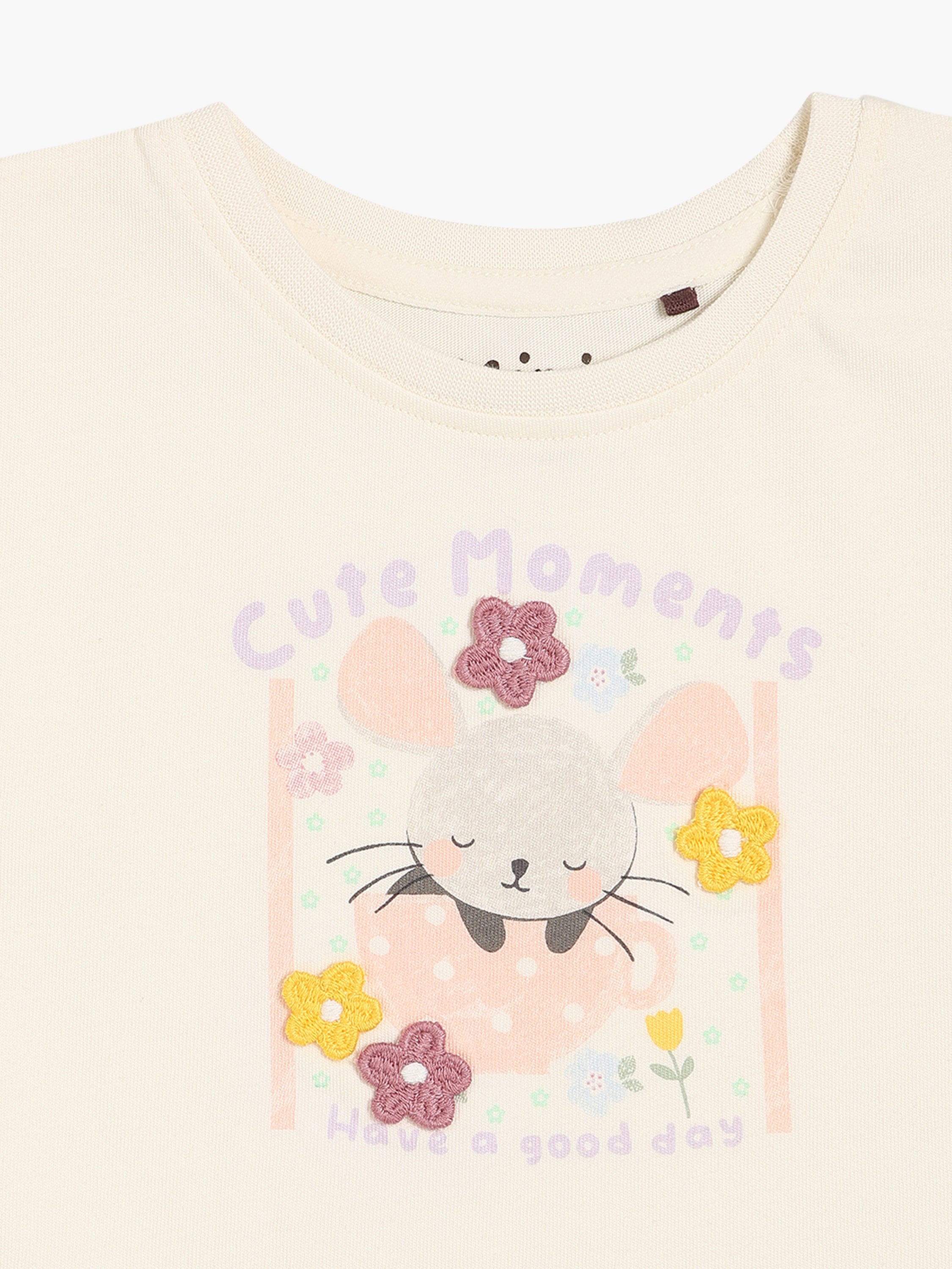 Girls Cream Knit Top