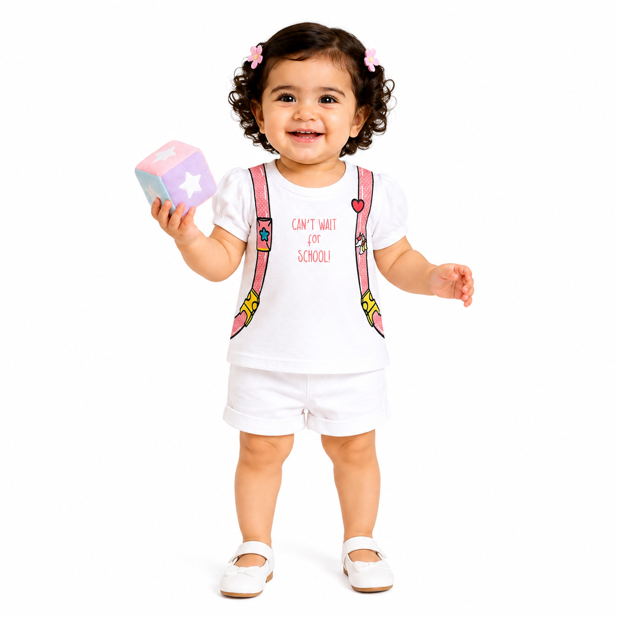 Girls White Short Sleeve Knit Top