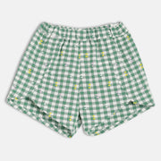 Baby Girls Gingham Check Shorts, Green And White