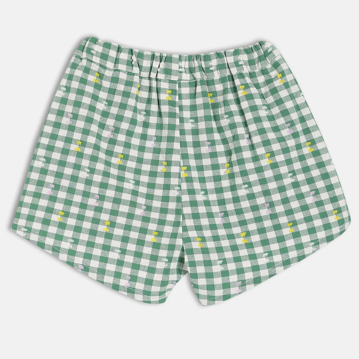 Baby Girls Gingham Check Shorts, Green And White