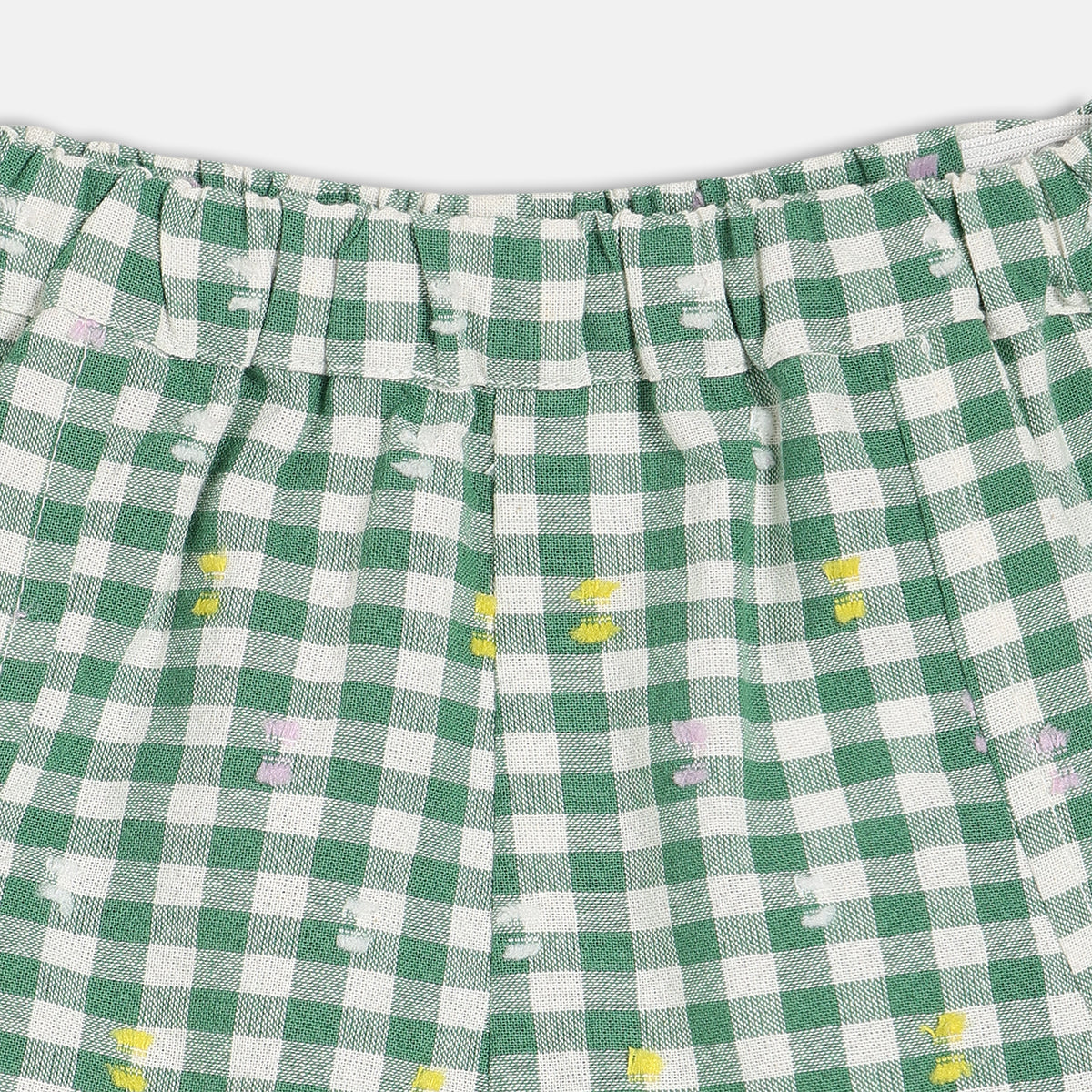 Baby Girls Gingham Check Shorts, Green And White