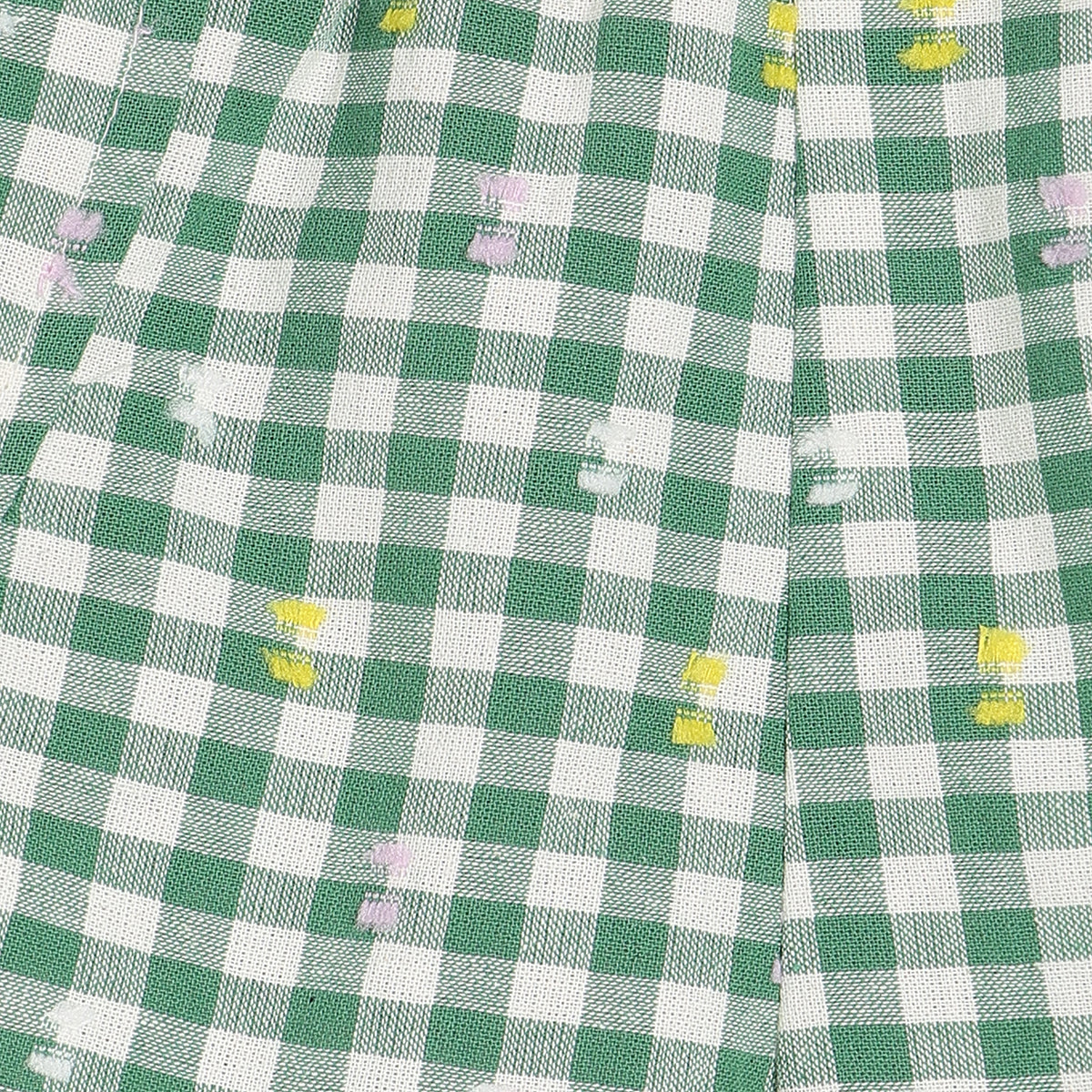Baby Girls Gingham Check Shorts, Green And White