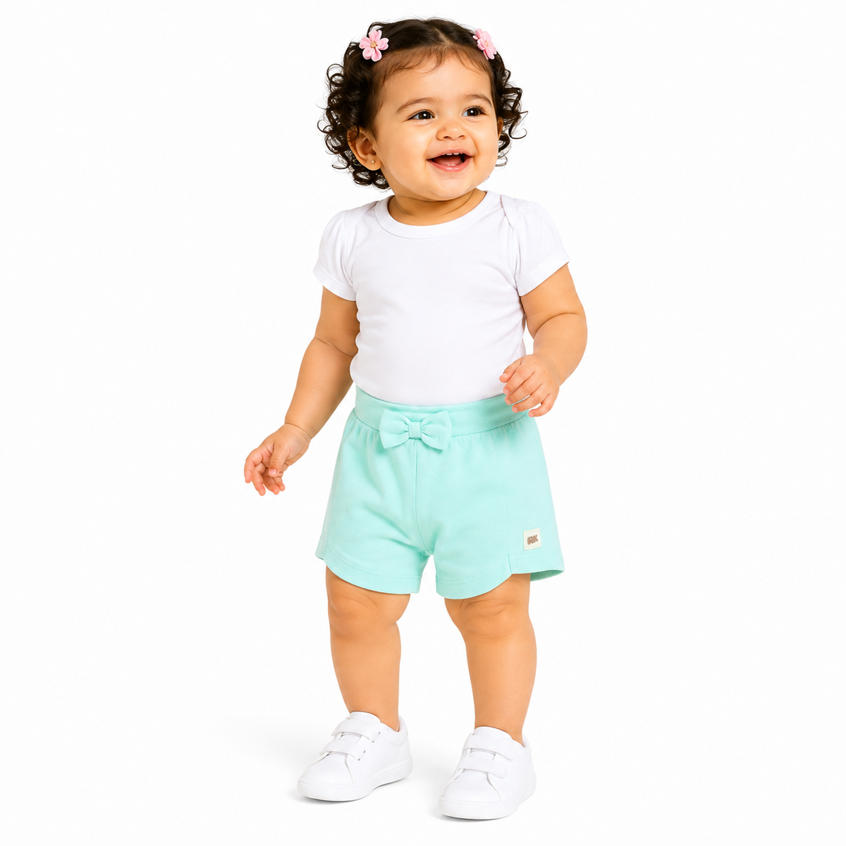 Girls Light Blue Elasticated Shorts