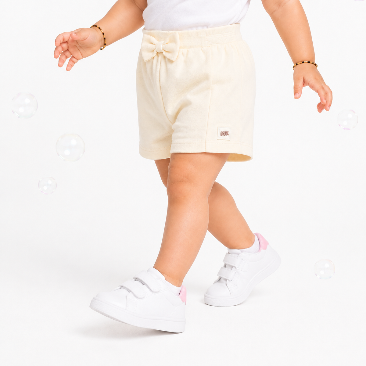 Girls White Elasticated Shorts