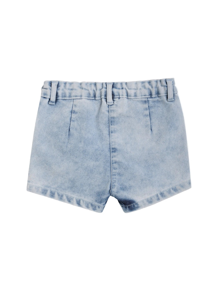 Baby Girls Embroidered Denim Shorts, Blue
