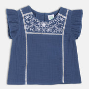 Girls Blue Woven Top