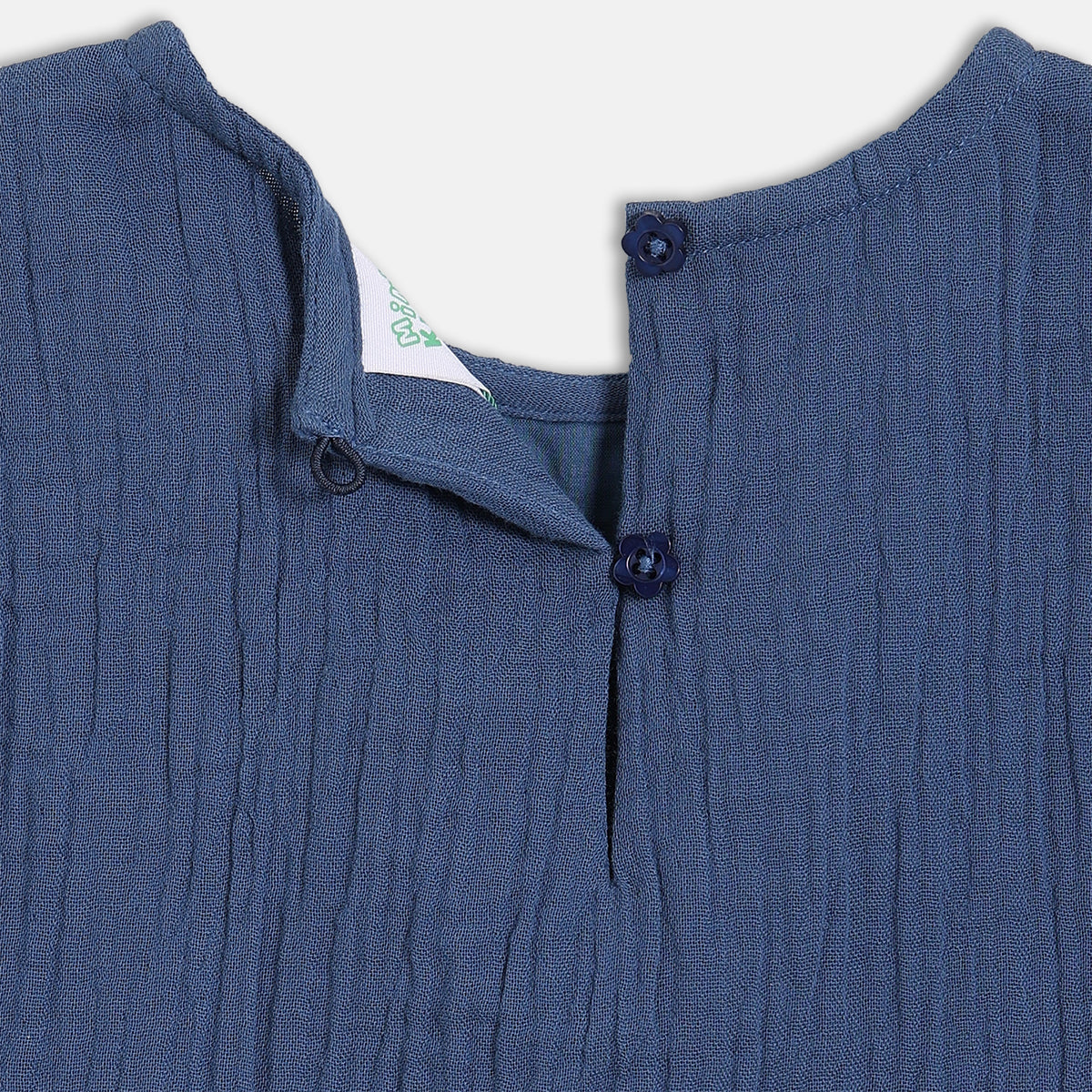 Girls Embroidered Yoke Woven Top , Blue