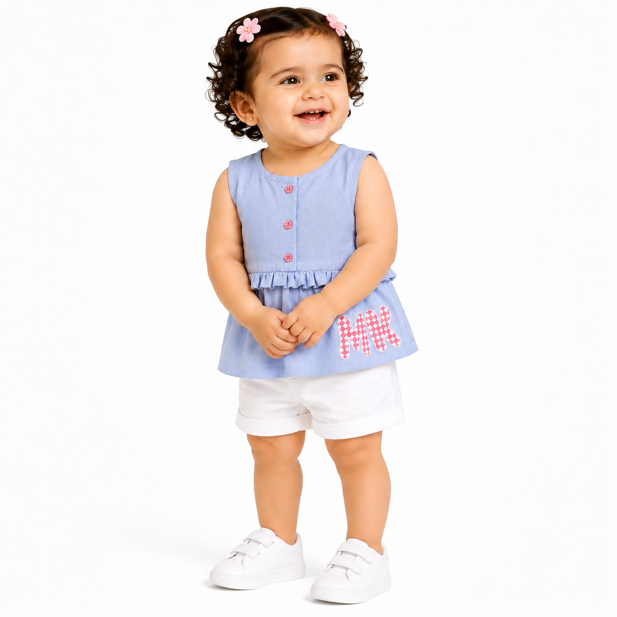 Baby Girls Text Applique Sleeveless Top, Blue