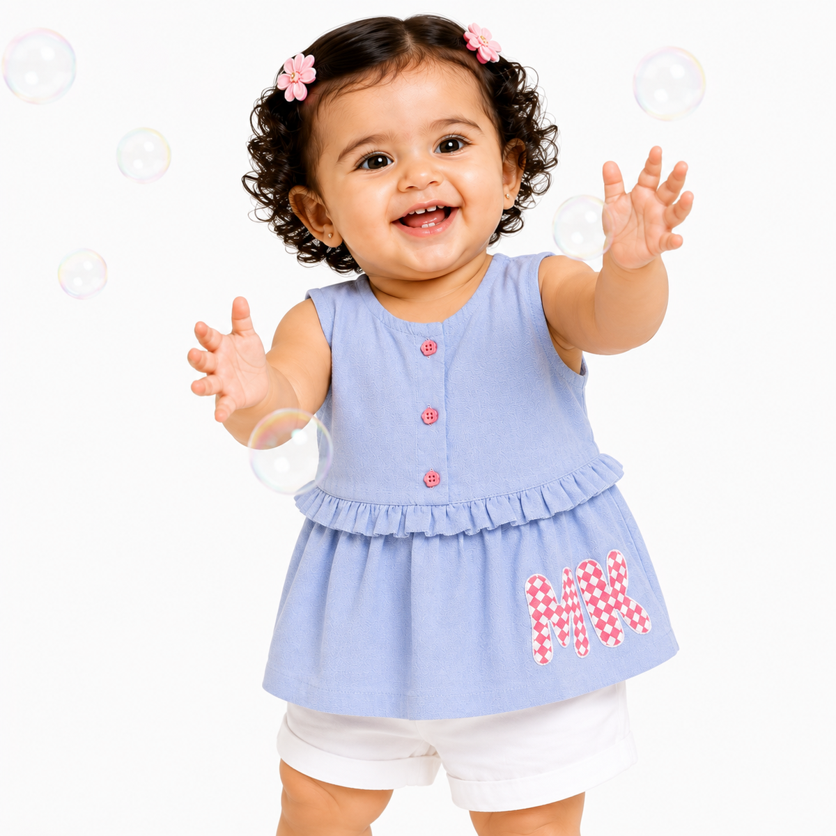 Baby Girls Text Applique Sleeveless Top, Blue