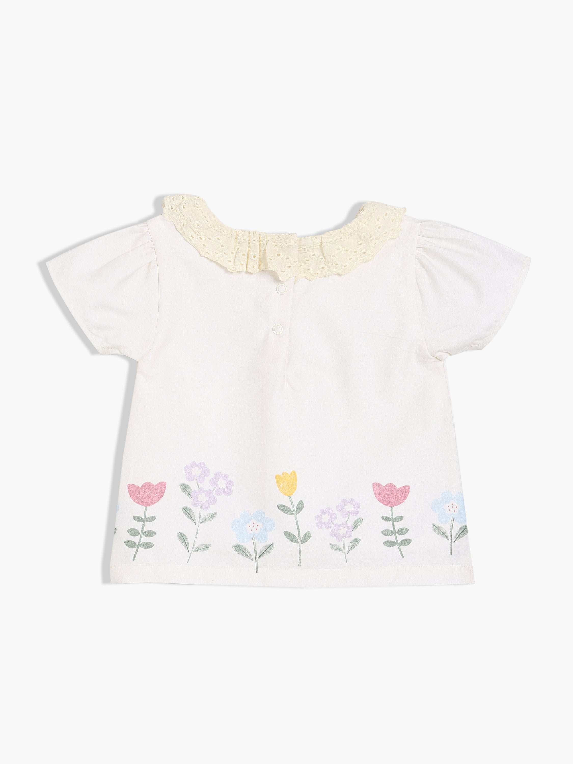 Girls Cream Woven Top