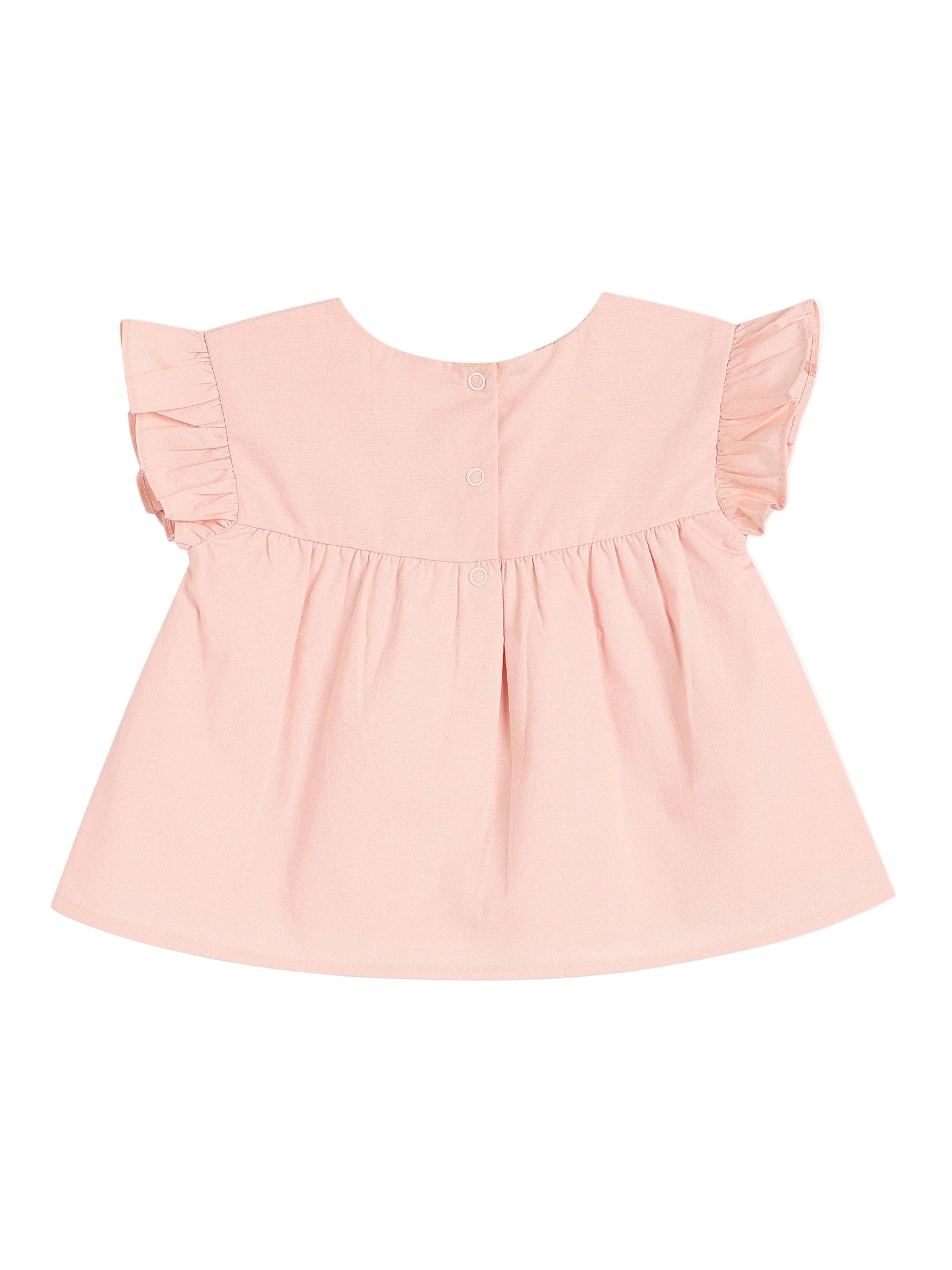 Baby Girls Embroidered Cotton Top, Pink