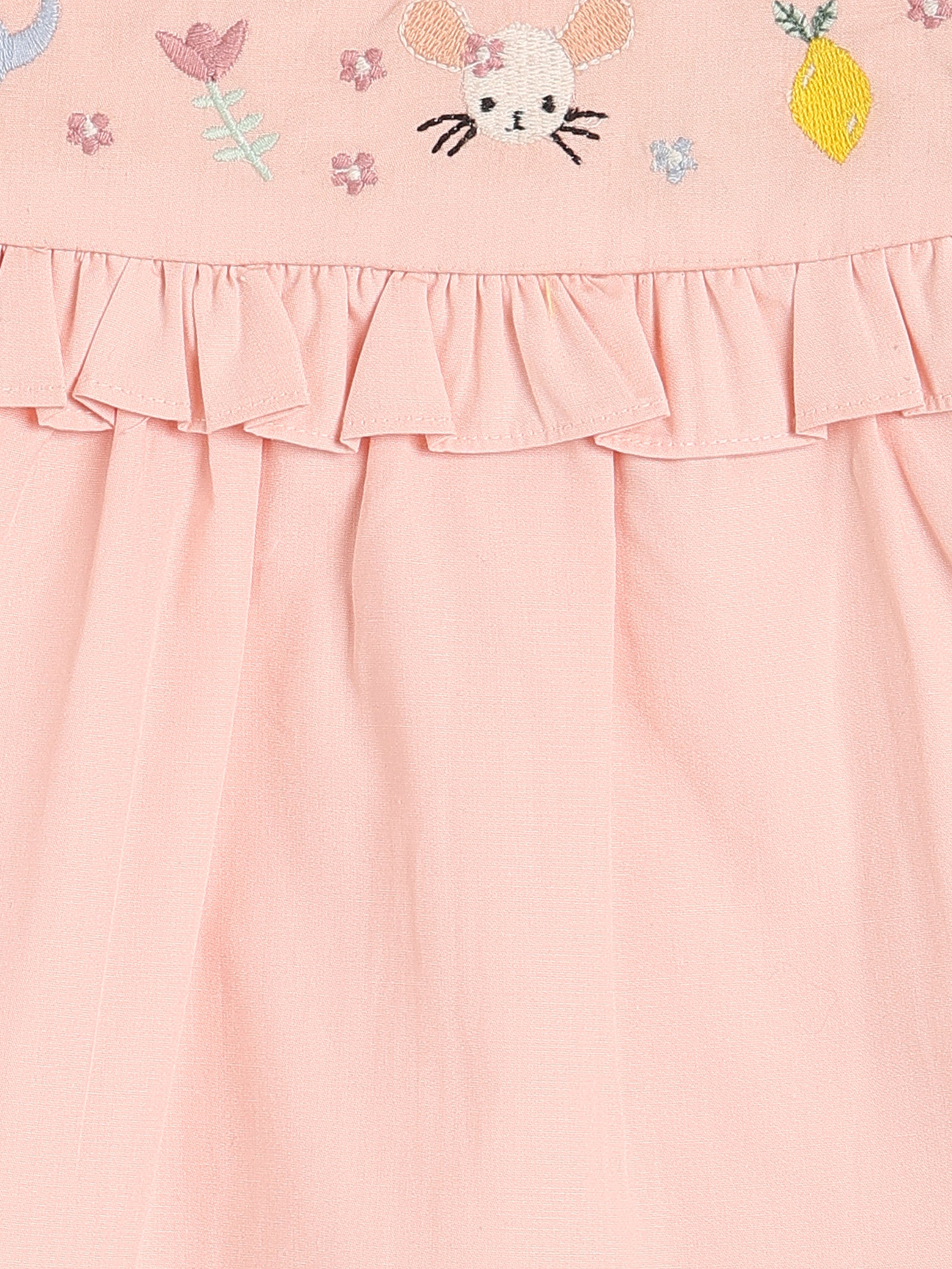 Baby Girls Embroidered Cotton Top, Pink