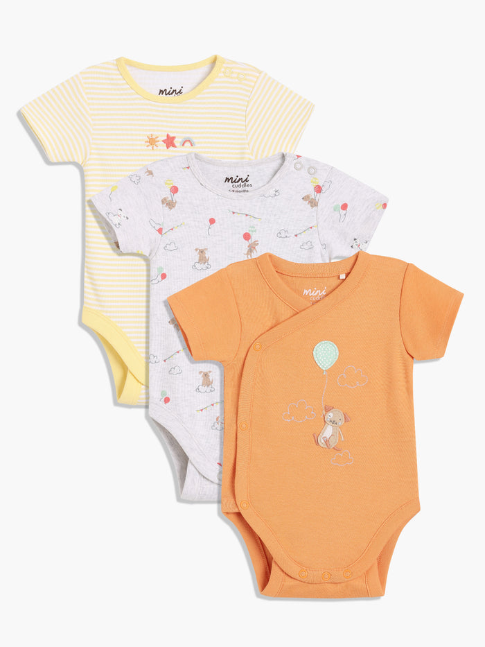 Baby Unisex Pack Of 3 Printed Bodysuits, MultiColour