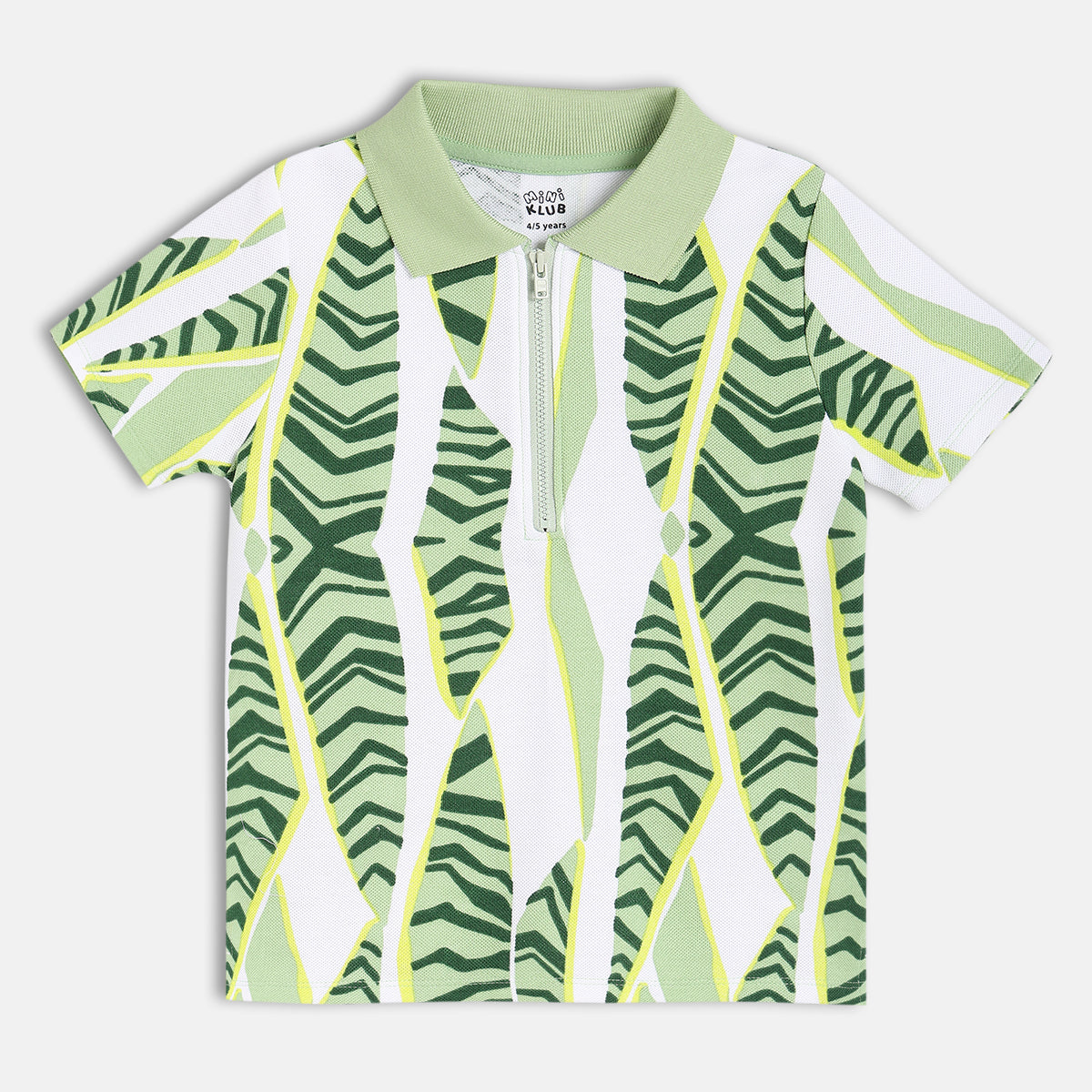 Boys White/Green Short Sleeve Polo
