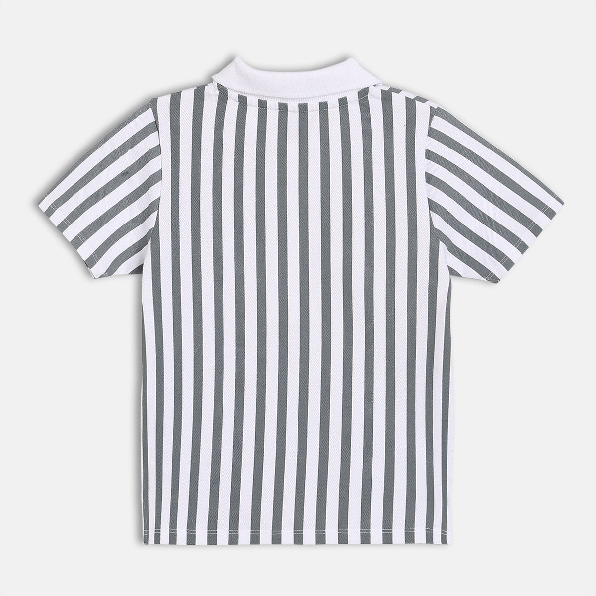 Baby Boys Striped Zip-Up Polo T-Shirt , White And Grey