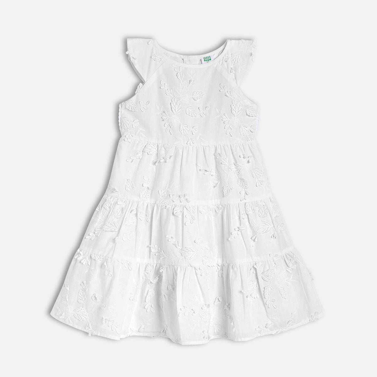Girls White Cap Sleeve Dress