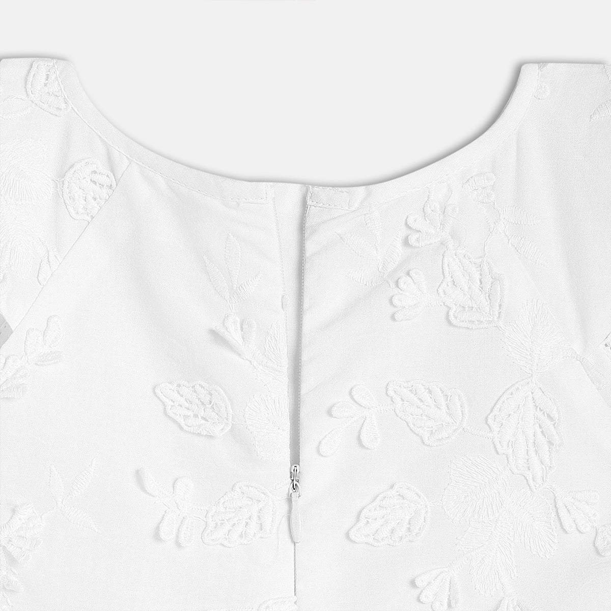 Girls Embroidered Tiered Dress , White