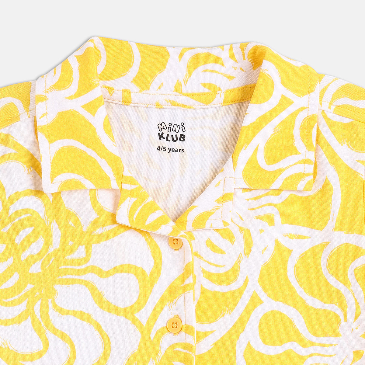 Girls Printed Tie-Up Top , Yellow And White