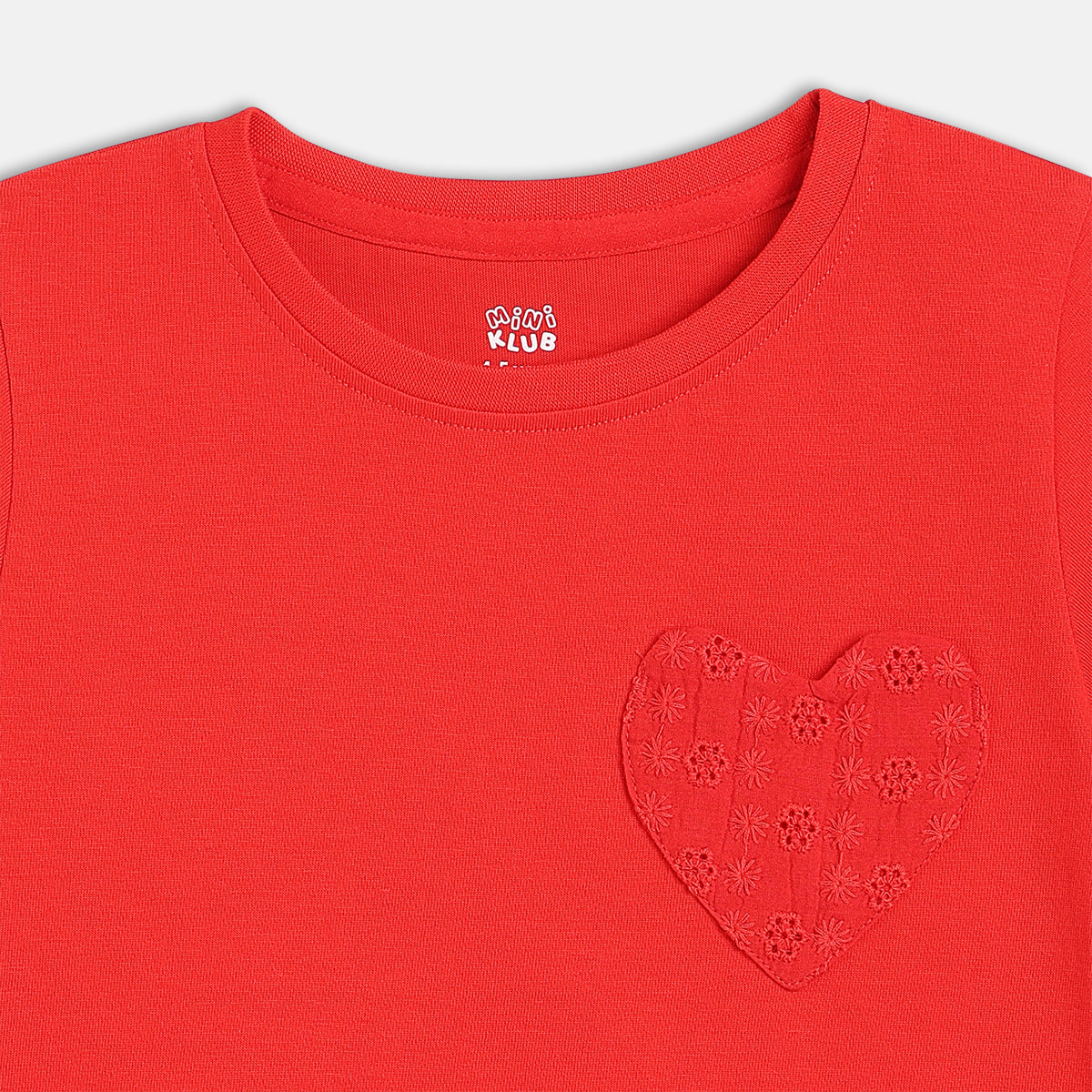 Girls Heart Applique T-Shirt , Red