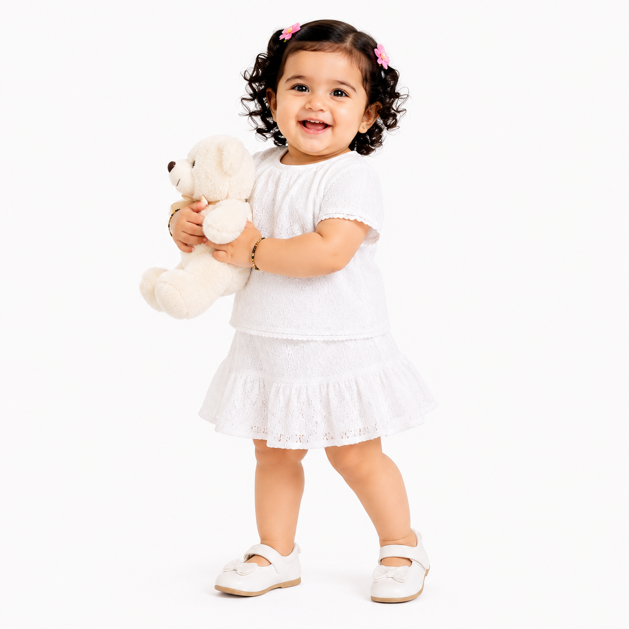 Girls White Lounge Wear
