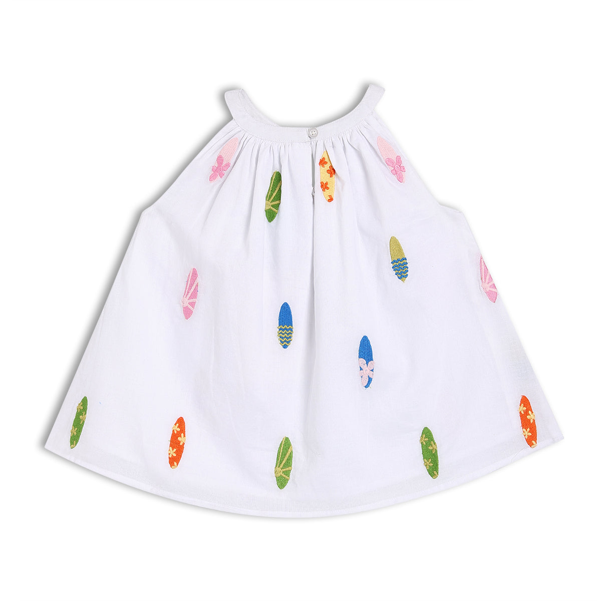 Girls Embroidered Sleeveless Top , White