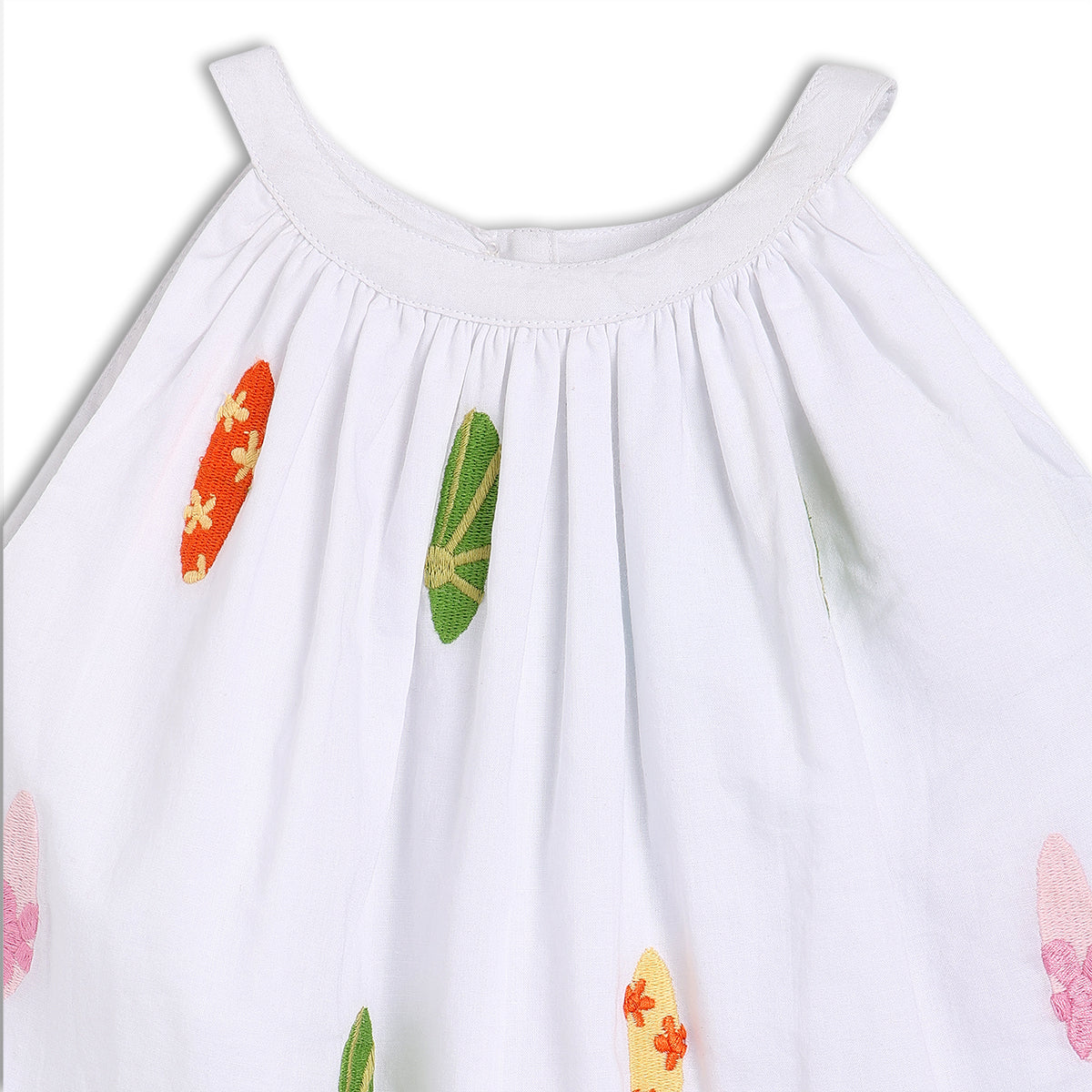 Girls Embroidered Sleeveless Top , White
