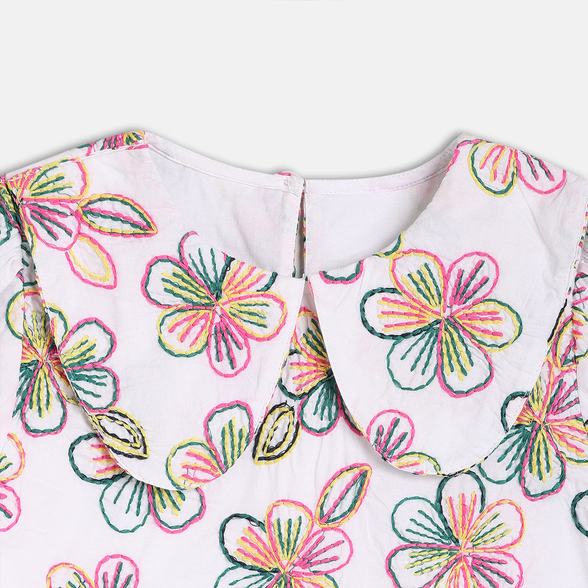 Girls White Short Sleeve Woven Top