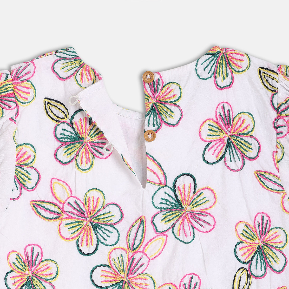 Girls White Short Sleeve Woven Top