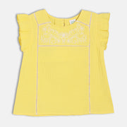 Girls Yellow Woven Top