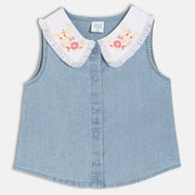 Girls Blue Woven Top