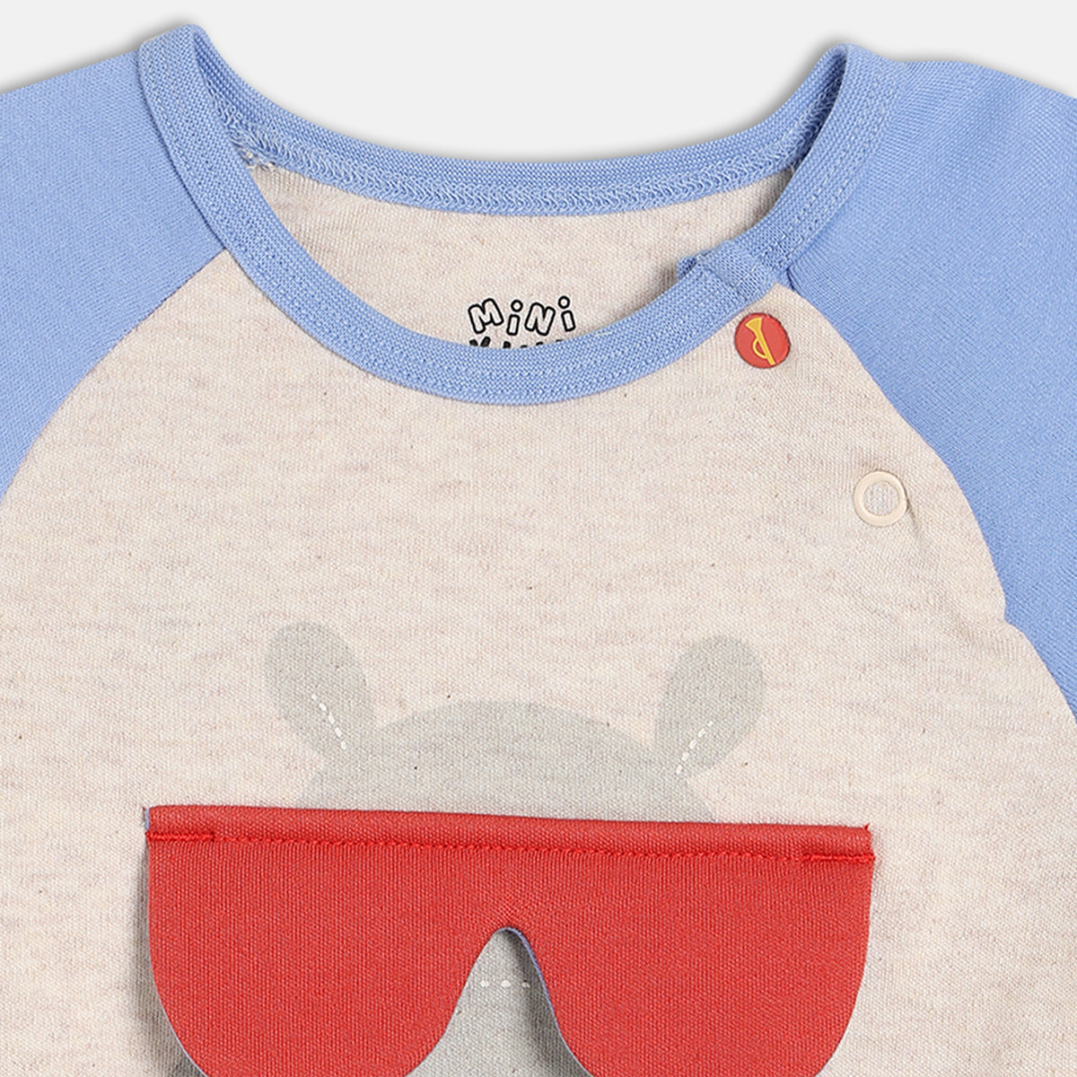 Applique Bodysuit With Cap - Beige