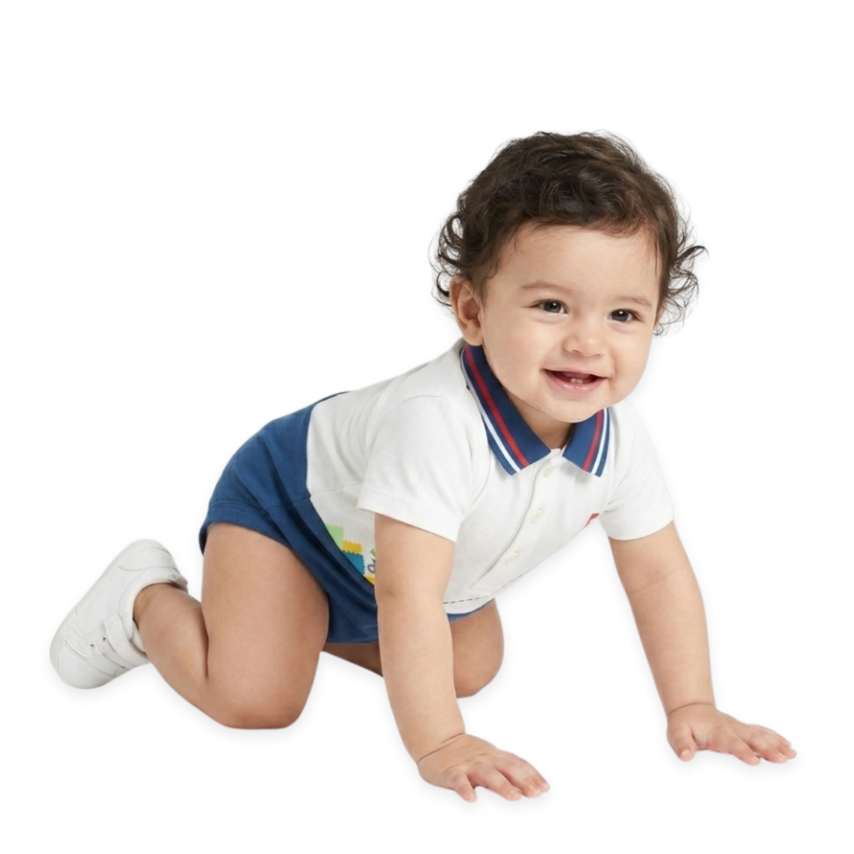 Boys White/Blue Short Sleeve Body Suit