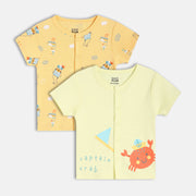 Boys Yellow/Green Short Sleeve Front Open Vest