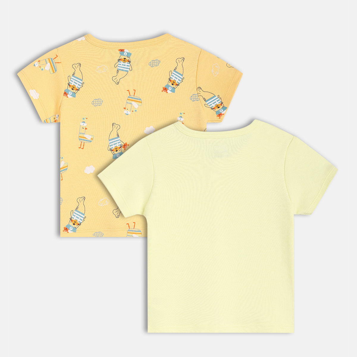 Baby Boys Printed And Solid Front Open Vest Pack Of 2, Mustard Yellow And Light Yellow