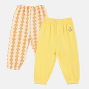 Baby Boys Zigzag Print And Solid Pants Pack Of 2, Yellow And Beige