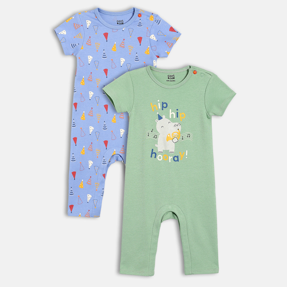 Printed Rompers - Blue & Green