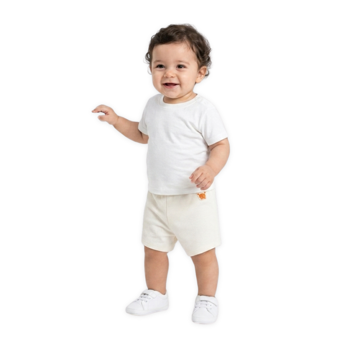 Boys White/Blue Elasticated Shorts