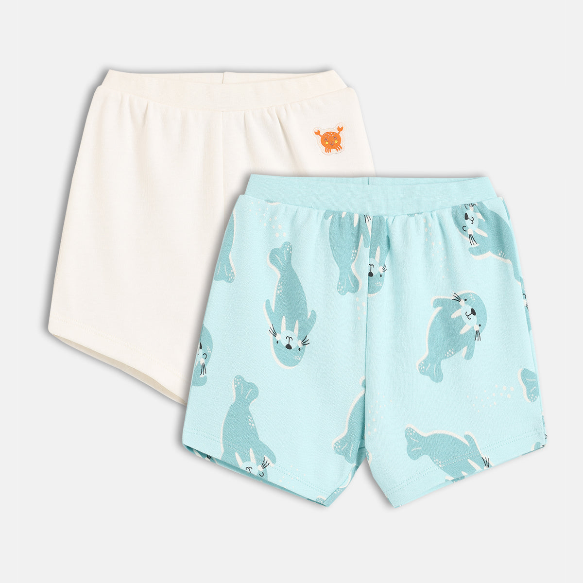 Boys White/Blue Elasticated Shorts