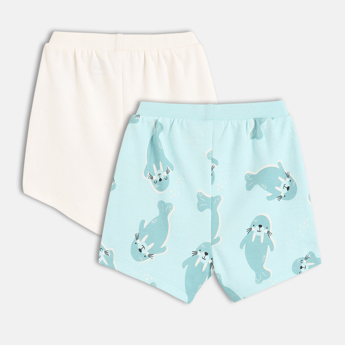 Boys White/Blue Elasticated Shorts