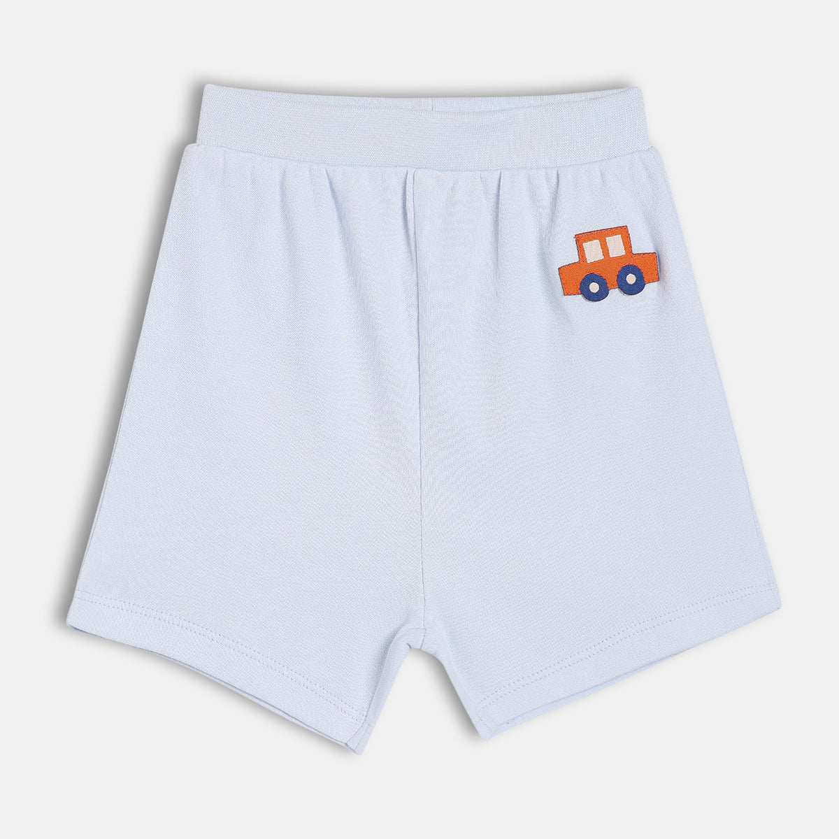 Baby Boys Vehicle Print And Solid Shorts Pack Of 2, Beige And Blue