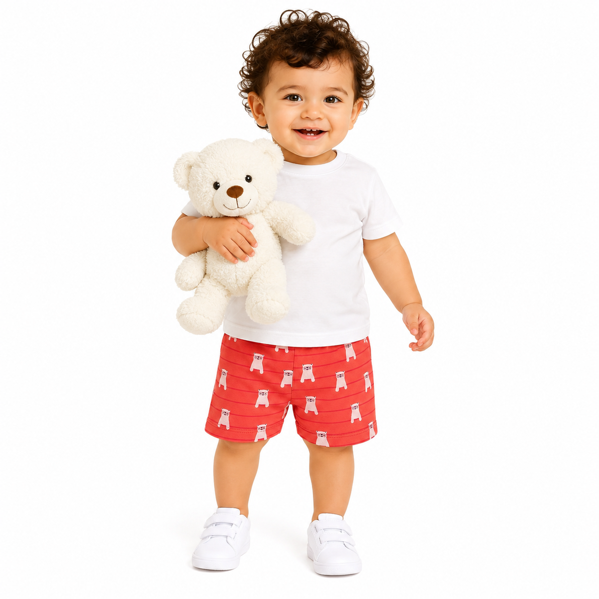 Boys Green/Red Elasticated Shorts