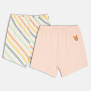 Baby Boys Striped And Solid Shorts Pack Of 2, Multicolour