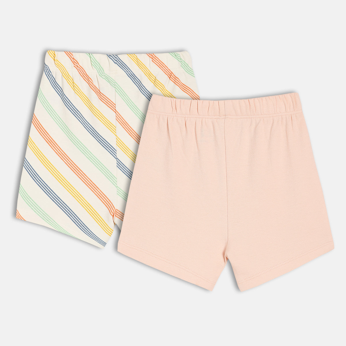 Baby Boys Striped And Solid Shorts Pack Of 2, Multicolour