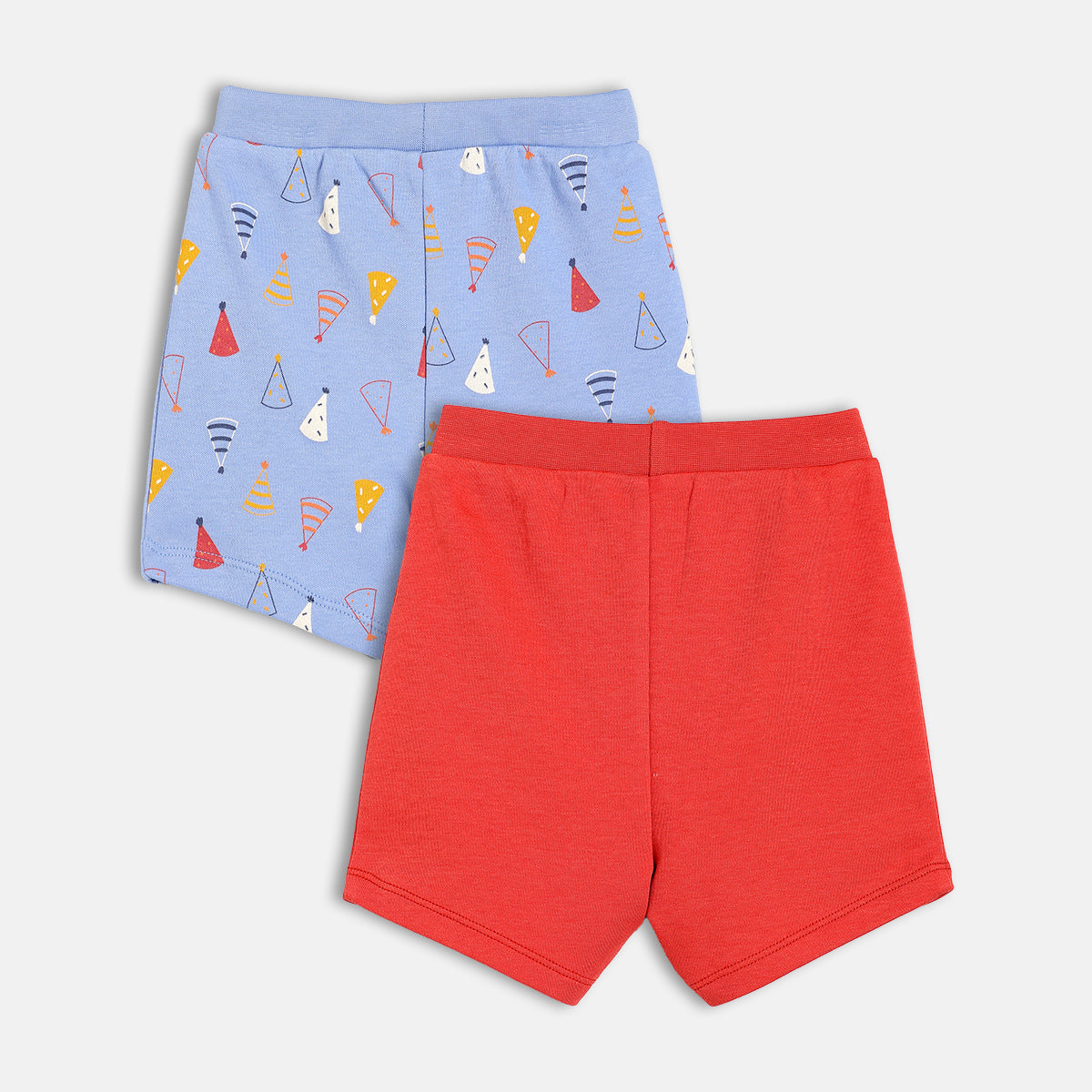 Solid & Cap Printed Shorts - Blue & Red